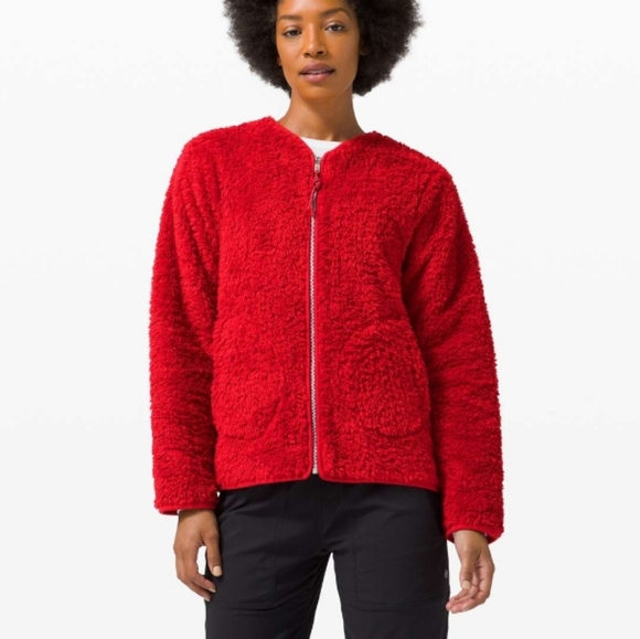 NWT Lululemon Oh So Sherpa Full Zip Jacket Dark Red Size 8 - Picture 1 of 14